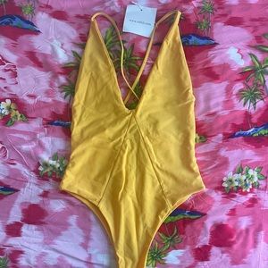 Yellow Brazilian one-piece swimsuit